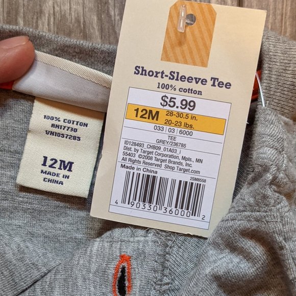 [KIDS 2/$15] NWT Baby Boy (12M) - CHEROKEE Short Sleeve Henley - Picture 3 of 3